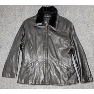 Vtg Wilsons Leather Co Thinsulate Jacket Women's XL Genuine Leather Fur Collar